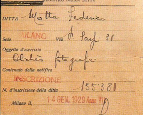 L’atto di nascita della Cliché Motta, datato 14 gennaio 1929