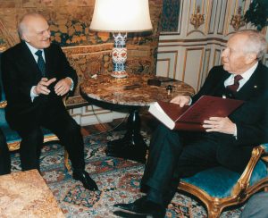 Virginio Motta con il presidente della Repubblica Carlo Azeglio Ciampi
