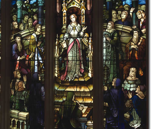 Elena Lucrezia Cornaro Piscopia nella vetrata del Vassar College di New York